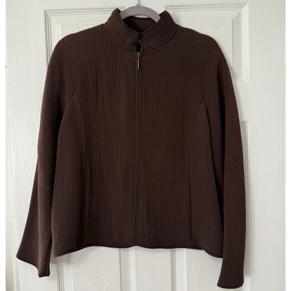 Eileen Fisher Jackets & Blazers - Eileen Fisher Women's Stand Collar Silk Blend Textured Jacket Size Medium